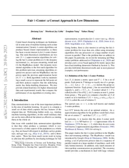 Fair $k$-Center: a Coreset Approach in Low Dimensions