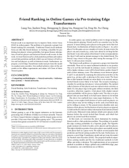 Friend Ranking in Online Games via Pre-training Edge Transformers