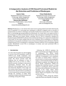 A Comparative Analysis of CNN-Based Pretrained Models for the Detection
  and Prediction of Monkeypox