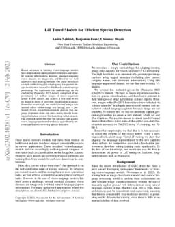 LiT Tuned Models for Efficient Species Detection