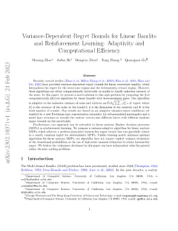 Variance-Dependent Regret Bounds for Linear Bandits and Reinforcement
  Learning: Adaptivity and Computational Efficiency