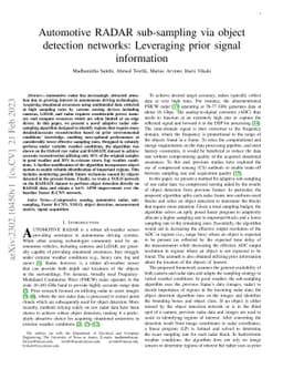Automotive RADAR sub-sampling via object detection networks: Leveraging
  prior signal information