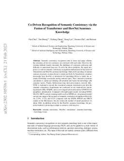 Co-Driven Recognition of Semantic Consistency via the Fusion of
  Transformer and HowNet Sememes Knowledge