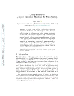 Classy Ensemble: A Novel Ensemble Algorithm for Classification