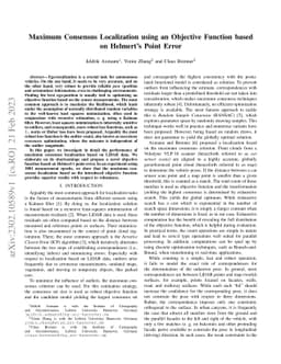 Maximum Consensus Localization using an Objective Function based on
  Helmert's Point Error