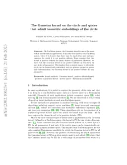 The Gaussian kernel on the circle and spaces that admit isometric
  embeddings of the circle