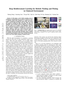 Deep Reinforcement Learning for Robotic Pushing and Picking in Cluttered
  Environment