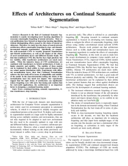 Effects of Architectures on Continual Semantic Segmentation