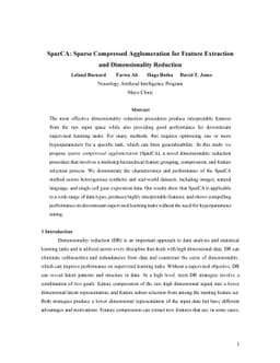 SparCA: Sparse Compressed Agglomeration for Feature Extraction and
  Dimensionality Reduction