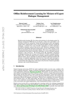 Offline Reinforcement Learning for Mixture-of-Expert Dialogue Management