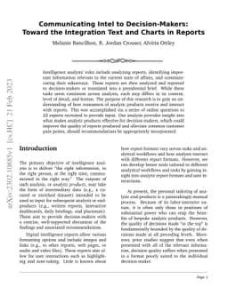 Communicating Intel to Decision-Makers: Toward the Integration Text and
  Charts in Reports