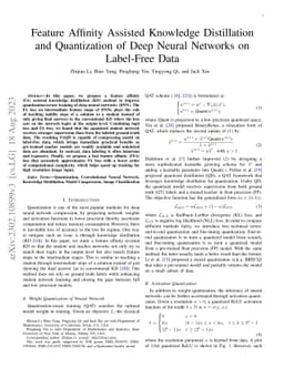Feature Affinity Assisted Knowledge Distillation and Quantization of
  Deep Neural Networks on Label-Free Data