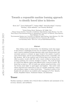 Towards a responsible machine learning approach to identify forced labor
  in fisheries