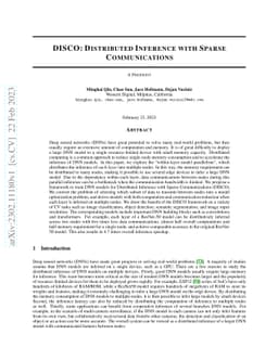 DISCO: Distributed Inference with Sparse Communications