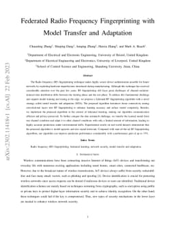 Federated Radio Frequency Fingerprinting with Model Transfer and
  Adaptation