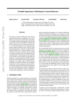 Variable Importance Matching for Causal Inference
