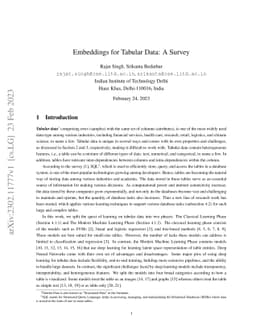 Embeddings for Tabular Data: A Survey