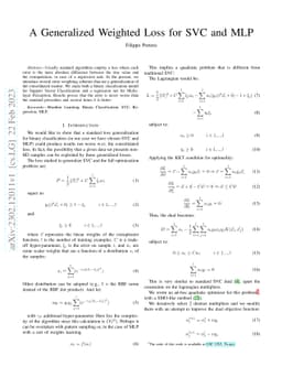 A Generalized Weighted Loss for SVC and MLP