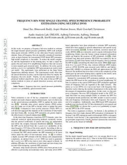 Frequency bin-wise single channel speech presence probability estimation
  using multiple DNNs