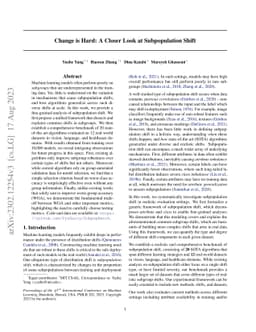 Change is Hard: A Closer Look at Subpopulation Shift