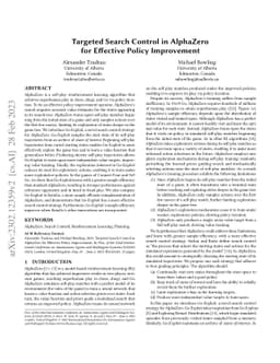 Targeted Search Control in AlphaZero for Effective Policy Improvement