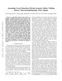 Annotating Covert Hazardous Driving Scenarios Online: Utilizing Drivers'
  Electroencephalography (EEG) Signals