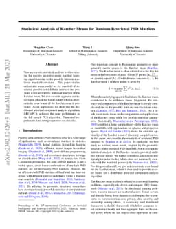 Statistical Analysis of Karcher Means for Random Restricted PSD Matrices