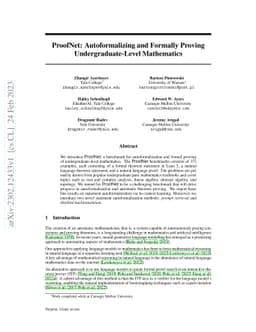 ProofNet: Autoformalizing and Formally Proving Undergraduate-Level
  Mathematics