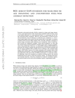 RGI: robust GAN-inversion for mask-free image inpainting and
  unsupervised pixel-wise anomaly detection