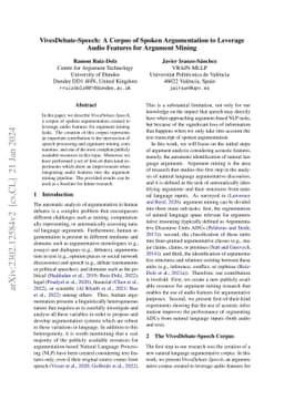 VivesDebate-Speech: A Corpus of Spoken Argumentation to Leverage Audio
  Features for Argument Mining