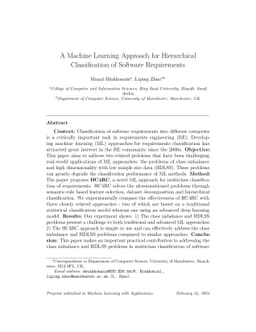 A Machine Learning Approach for Hierarchical Classification of Software
  Requirements