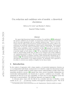 Cox reduction and confidence sets of models: a theoretical elucidation