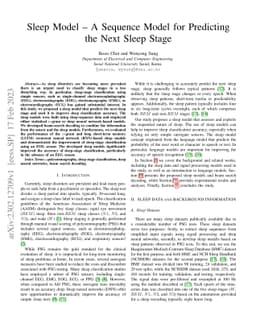 Sleep Model -- A Sequence Model for Predicting the Next Sleep Stage