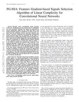 FG-SSA: Features Gradient-based Signals Selection Algorithm of Linear
  Complexity for Convolutional Neural Networks