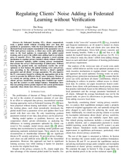 Regulating Clients' Noise Adding in Federated Learning without
  Verification