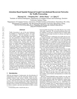 Attention-based Spatial-Temporal Graph Convolutional Recurrent Networks
  for Traffic Forecasting