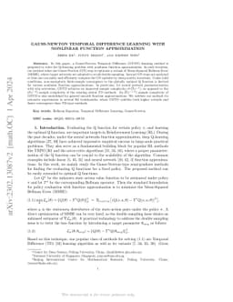 Gauss-Newton Temporal Difference Learning with Nonlinear Function
  Approximation
