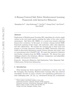 A Human-Centered Safe Robot Reinforcement Learning Framework with
  Interactive Behaviors