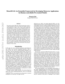 MetaAID 2.0: An Extensible Framework for Developing Metaverse
  Applications via Human-controllable Pre-trained Models