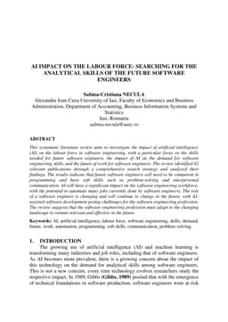 Artificial Intelligence Impact On The Labour Force -- Searching For The
  Analytical Skills Of The Future Software Engineers