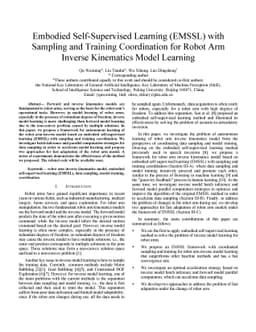 Embodied Self-Supervised Learning (EMSSL) with Sampling and Training Coordination for Robot Arm Inverse Kinematics Model Learning