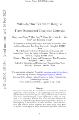 Multi-objective Generative Design of Three-Dimensional Composite
  Materials