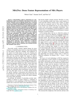 NBA2Vec: Dense feature representations of NBA players
