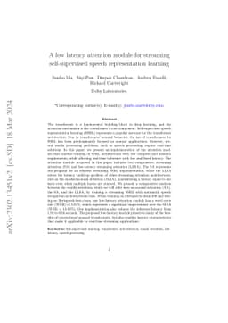 A low latency attention module for streaming self-supervised speech
  representation learning