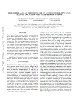 Brain subtle anomaly detection based on auto-encoders latent space
  analysis : application to de novo parkinson patients