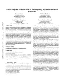 Predicting the Performance of a Computing System with Deep Networks