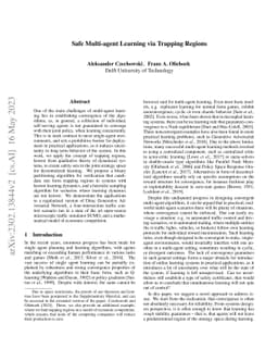 Safe Multi-agent Learning via Trapping Regions