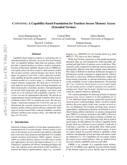 Capstone: A Capability-based Foundation for Trustless Secure Memory
  Access (Extended Version)