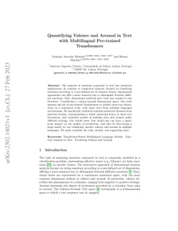 Quantifying Valence and Arousal in Text with Multilingual Pre-trained
  Transformers