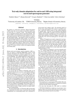 Text-only domain adaptation for end-to-end ASR using integrated
  text-to-mel-spectrogram generator